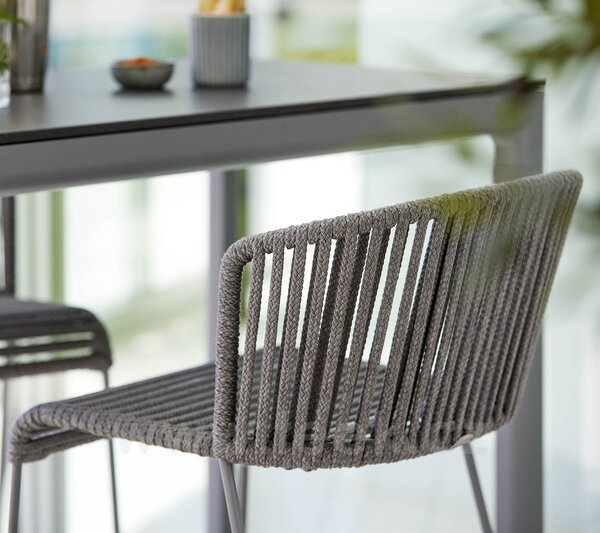 Cane-line Barová židle Moments, Cane-line, 54x58x101 cm, rám kov, výplet lanko Soft Rope grey
