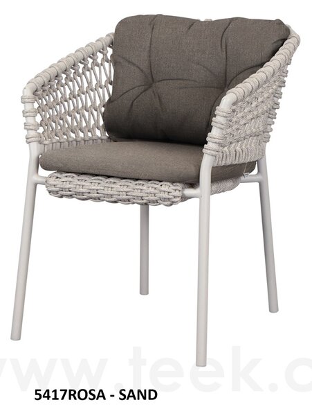 Cane-line Stohovatelné jídelní křeslo Ocean, Cane-line, 59x63x76 cm, rám hliník, výplet lanko Soft rope dark grey, bez polstrů