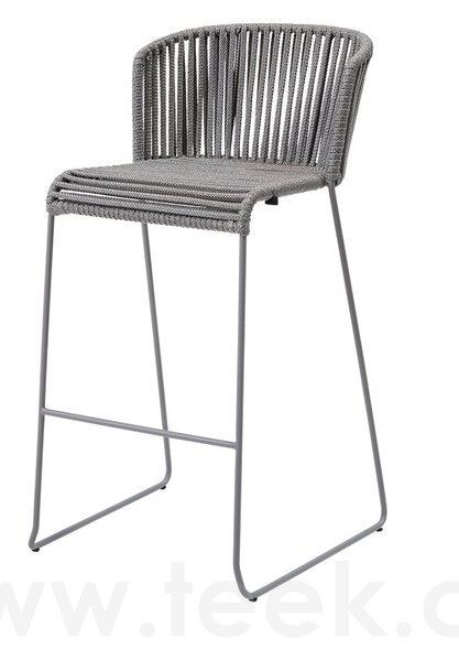 Cane-line Barová židle Moments, Cane-line, 54x58x101 cm, rám kov, výplet lanko Soft Rope grey