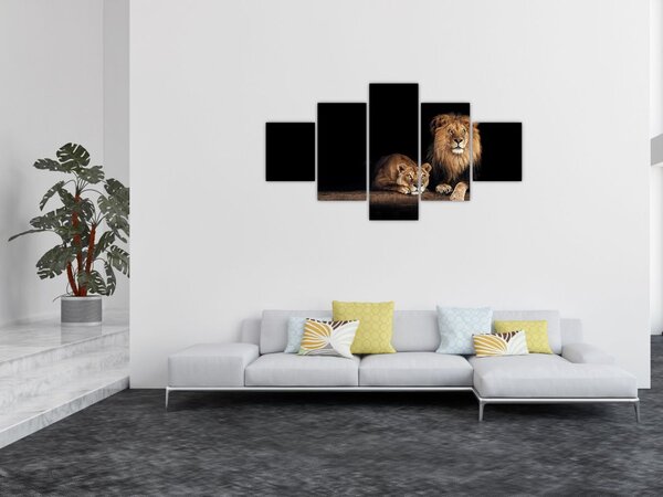 Obraz - Lev a lvice (125x70 cm)