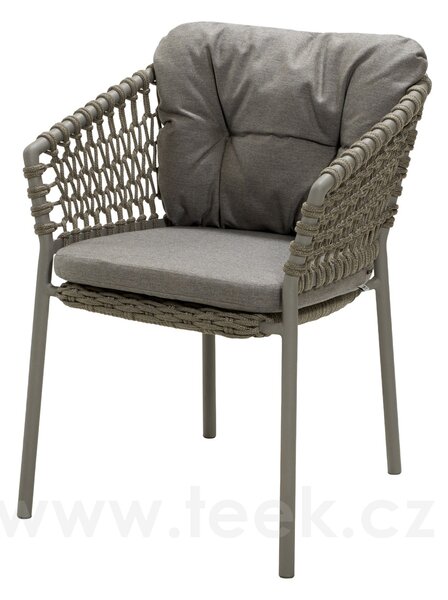 Cane-line Stohovatelné jídelní křeslo Ocean, Cane-line, 59x63x76 cm, rám hliník, výplet lanko Soft rope dark grey, bez polstrů