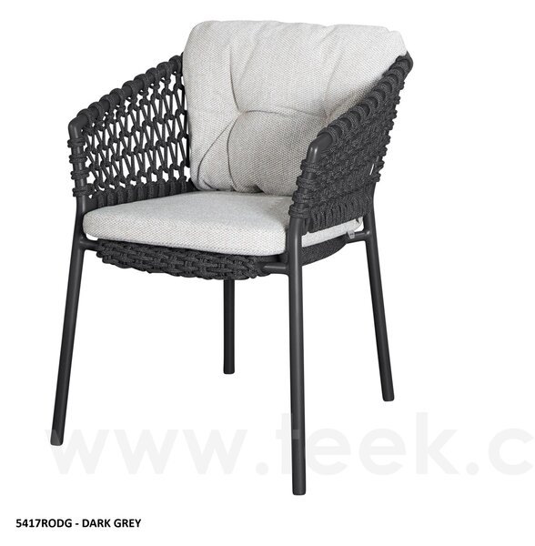 Cane-line Stohovatelné jídelní křeslo Ocean, Cane-line, 59x63x76 cm, rám hliník, výplet lanko Soft rope dark grey, bez polstrů