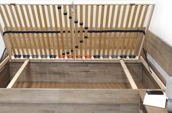 Rohová postel s úložným prostorem Timea 120x200, masiv buk, Levá