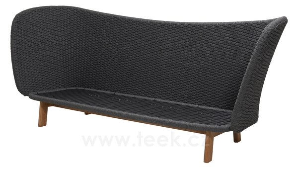 Cane-line 3-místná pohovka Peacock, Cane-line, 248x89x100 cm, nohy teak, rám hliník, výplet lanko Soft Rope dark grey, sedáky venkovní látka Natté grey, rychleschnoucí výplň