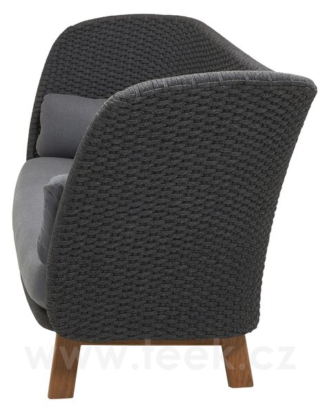 Cane-line 3-místná pohovka Peacock, Cane-line, 248x89x100 cm, nohy teak, rám hliník, výplet lanko Soft Rope dark grey, sedáky venkovní látka Natté grey, rychleschnoucí výplň