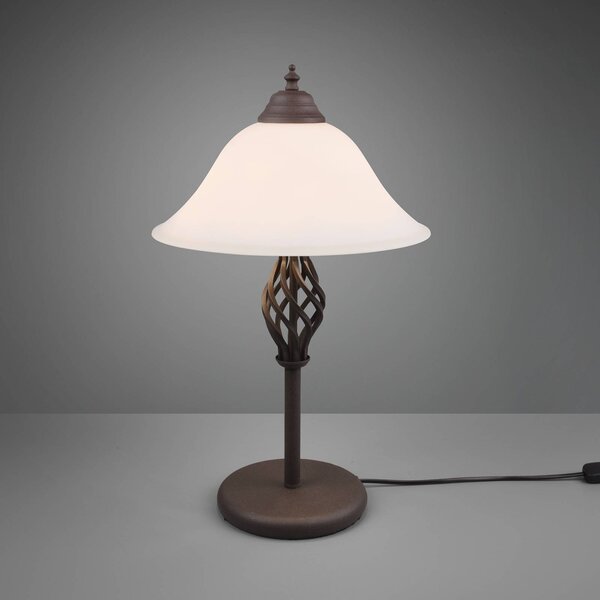 Trio Lighting Stolní lampa Rustica s lankovým vypínačem, rezavá, Hnědá / rez, Obývací pokoj / jídelna, kov, Starožitný