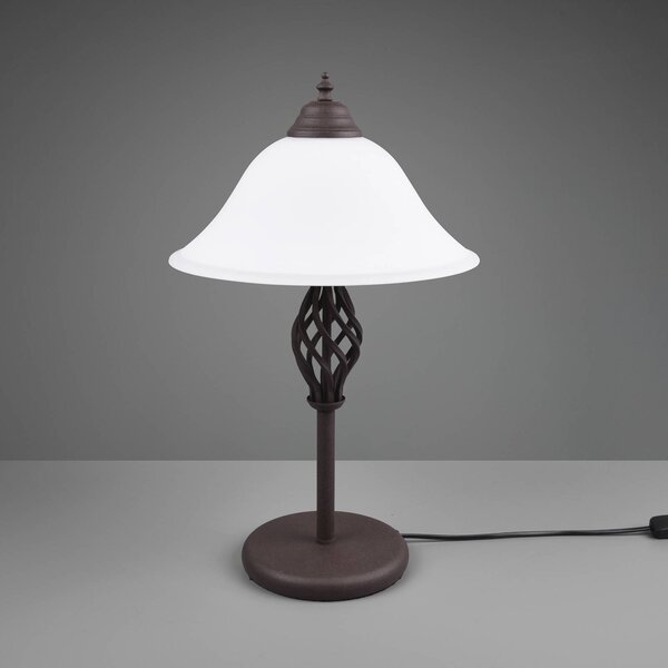 Trio Lighting Stolní lampa Rustica s lankovým vypínačem, rezavá, Hnědá / rez, Obývací pokoj / jídelna, kov, Starožitný