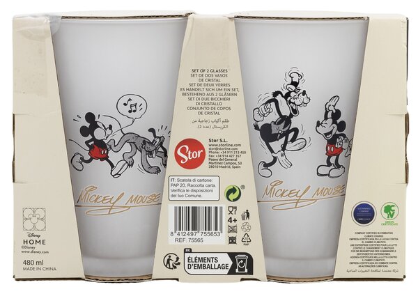 Set sklenic, 2ks, 480ml, Stor, Mickey Mouse