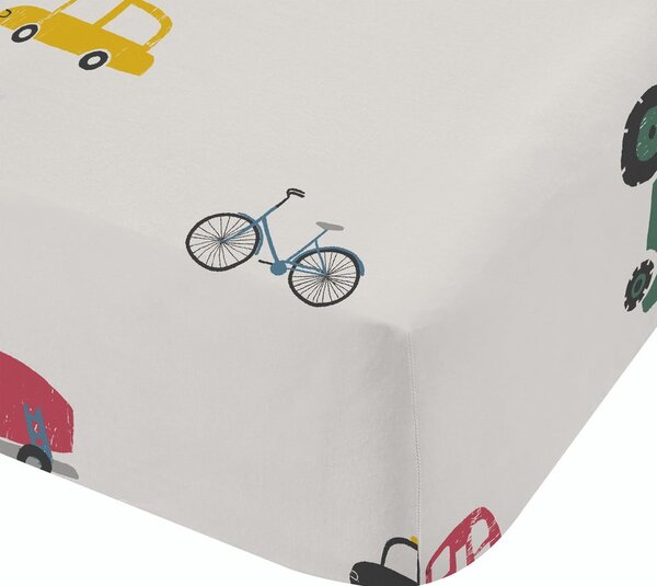 Bílé napínací bavlněné dětské prostěradlo na jednolůžko 90x190 cm Transport – Bianca