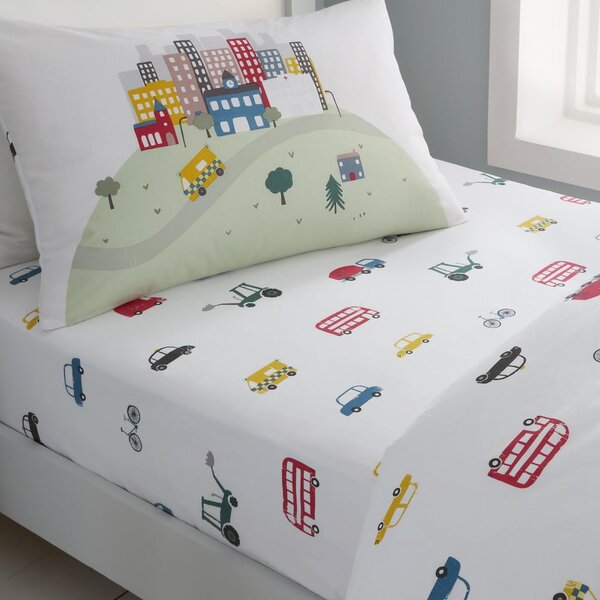 Bílé napínací bavlněné dětské prostěradlo na jednolůžko 90x190 cm Transport – Bianca