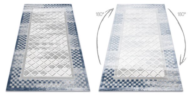 Koberec AKRYL VALS 103 Geometricky ramka 3D šedý / sloní kost