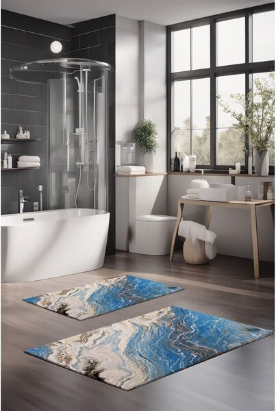 Modré koupelnové předložky v sadě 2 ks 60x100 cm – Foutastic