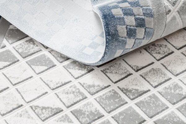 Koberec AKRYL VALS 103 Geometricky ramka 3D šedý / sloní kost