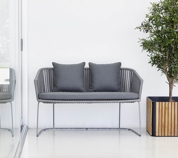 Cane-line Jídelní lavice Moments, Cane-line, 126x64x76 cm, rám kov, výplet lanko Soft Rope grey, bez sedáků