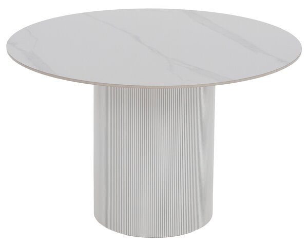 KONDELA Jídelní stůl, bílý mramor/MDF, průměr 120 cm, MAHIR TYP 1