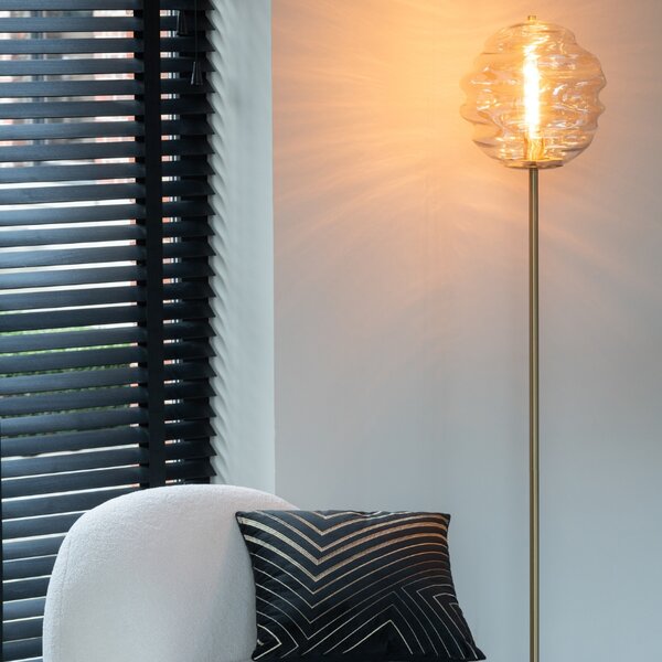J-line Hnědá skleněná stojací lampa Honeycomb 156 cm