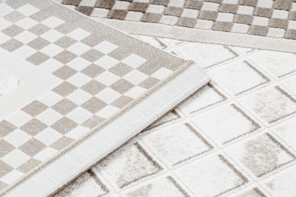 Koberec AKRYL VALS 103 Geometricky ramka 3D , béžový / sloní kost
