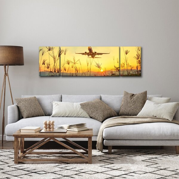 Obraz vzlétajícího letadla (170x50 cm)