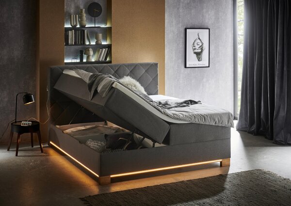 POSTEL BOXSPRING, 180/200 cm, antracitová Xora - Manželské postele, Online Only