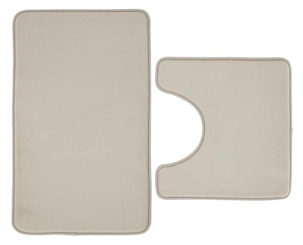 Béžové WC koupelnové předložky z paměťové pěny v sadě 2 ks 50x80 cm Anti-Bacterial – Catherine Lansfield
