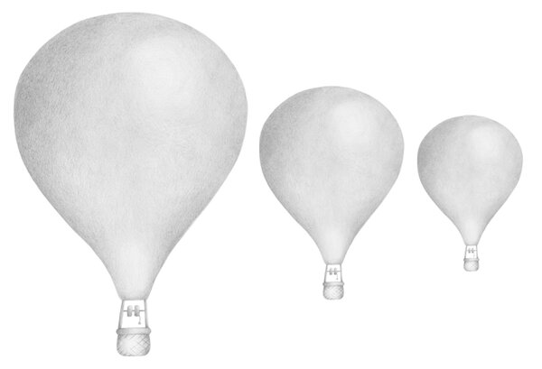 Stickstay Samolepka na zeď Létající balóny světle šedá 3 ks, 14-25 cm