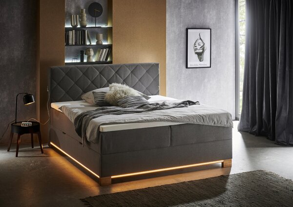 POSTEL BOXSPRING, 180/200 cm, antracitová Xora - Manželské postele, Online Only
