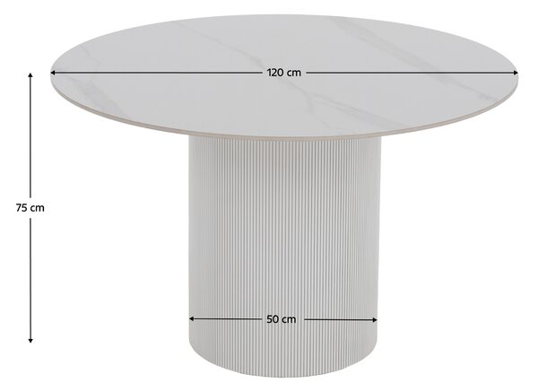 KONDELA Jídelní stůl, bílý mramor/MDF, průměr 120 cm, MAHIR TYP 1