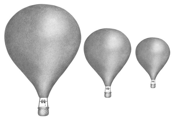 Stickstay Samolepka na zeď Létající balóny grafitová šedá 3ks, 14-25 cm