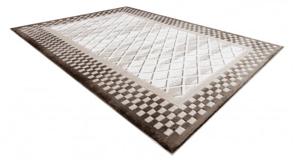 Koberec AKRYL VALS 103 Geometricky ramka 3D , béžový / sloní kost