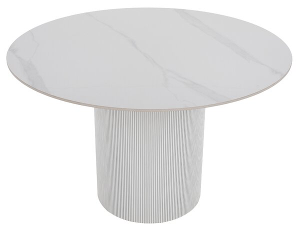 KONDELA Jídelní stůl, bílý mramor/MDF, průměr 120 cm, MAHIR TYP 1