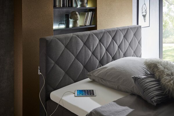 POSTEL BOXSPRING, 180/200 cm, antracitová Xora - Manželské postele, Online Only