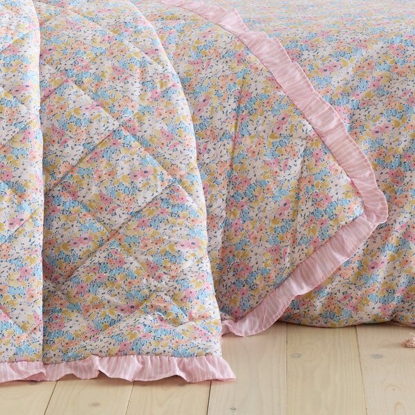 Růžový prošívaný přehoz 220x230 cm Darcy Floral – Catherine Lansfield