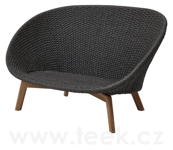 Cane-line 2-místná pohovka Peacock, Cane-line, 151x96x94 cm, nohy teak, rám hliník, výplet lanko Soft Rope dark grey, bez polstrů