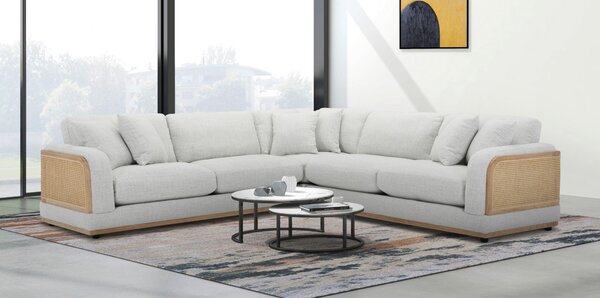 ROHOVÁ SEDAČKA, dřevo, textil, světle šedá Livetastic - Sedací soupravy, Online Only