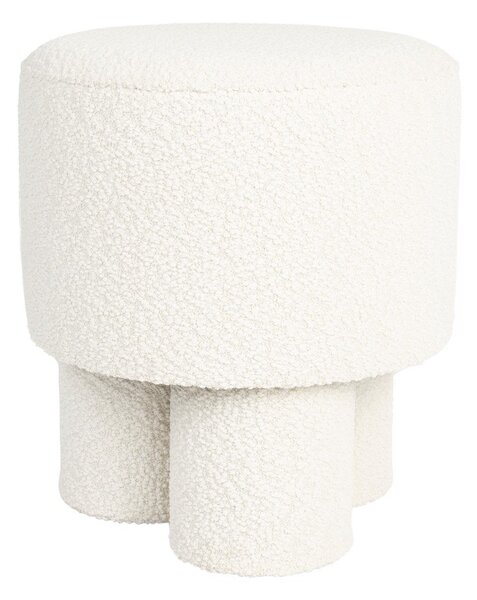 Bílý taburet z textilie bouclé Marcos – White Label