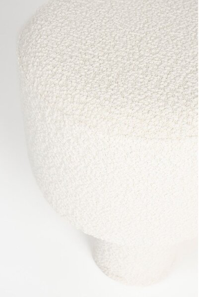 Bílý taburet z textilie bouclé Marcos – White Label