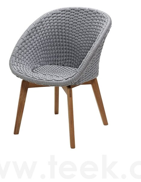 Cane-line Jídelní křeslo Peacock, Cane-line, 61x61x81 cm, nohy teak, rám hliník, výplet lanko Soft Rope dark grey, lze koupit jen po 2 ks