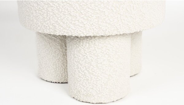 Bílý taburet z textilie bouclé Marcos – White Label