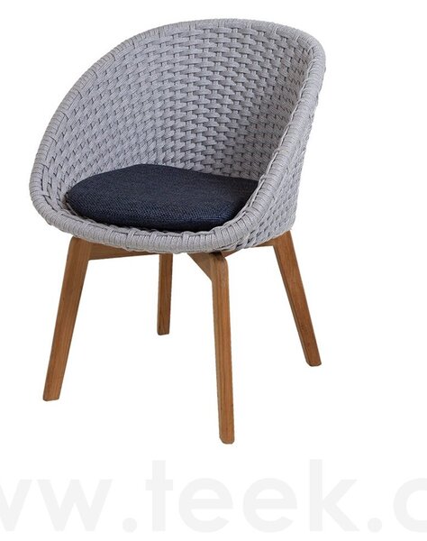 Cane-line Jídelní křeslo Peacock, Cane-line, 61x61x81 cm, nohy teak, rám hliník, výplet lanko Soft Rope dark grey, lze koupit jen po 2 ks