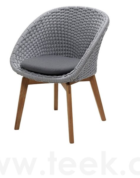 Cane-line Jídelní křeslo Peacock, Cane-line, 61x61x81 cm, nohy teak, rám hliník, výplet lanko Soft Rope dark grey, lze koupit jen po 2 ks