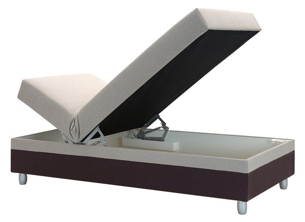 Jednolůžková postel 85 cm Sodak (hnědá + hnědošedá) (s úl. prostorem)