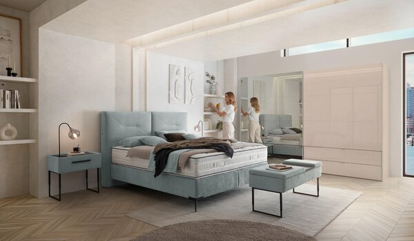POSTEL BOXSPRING, 180/200 cm, světle modrá Dieter Knoll - Manželské postele