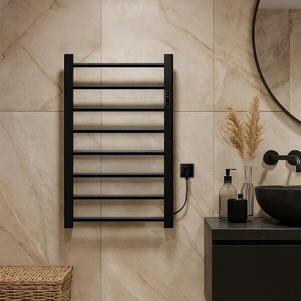 BPS-koupelny Elektrický koupelnový radiátor TAAL BL 200W, 50x91 cm, černý