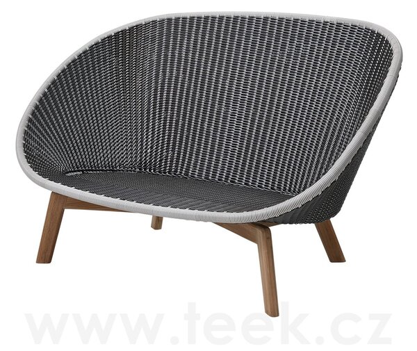 Cane-line 2-místná pohovka Peacock, Cane-line, 151x96x94 cm, nohy teak, rám hliník, výplet umělý ratan barva grey/light grey, bez polstrů