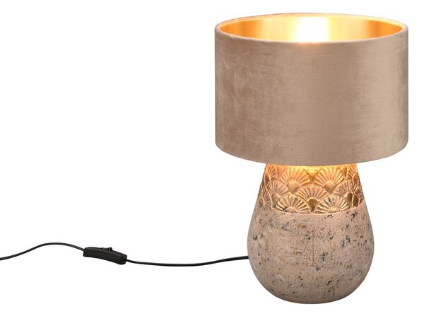 Trio Leuchten R51231061 KIRAN - Moderní stolní lampa s keramickým podstavcem a stínidlem v béžové barvě 1 x E27, 38cm (Stolní lampa s textilním stínidlem a keramickým podstavcem)