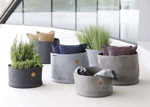 Cane-line Úložný koš Soft, Cane-line, kulatý 40x23 cm, venkovní látka Soft Rope dark grey