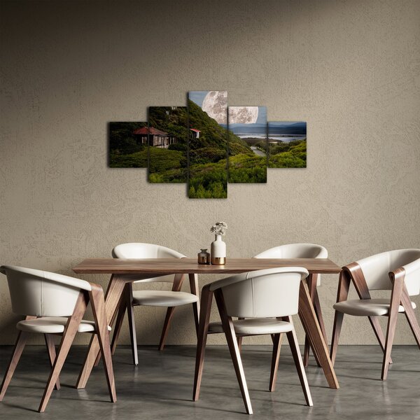 Obraz krajiny s měsícem (125x70 cm)
