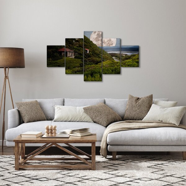 Obraz krajiny s měsícem (125x70 cm)
