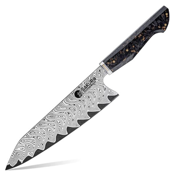 Šéfkuchařský nůž z damaškové oceli AUS10 Kurogane SaKuRo 20,7 cm