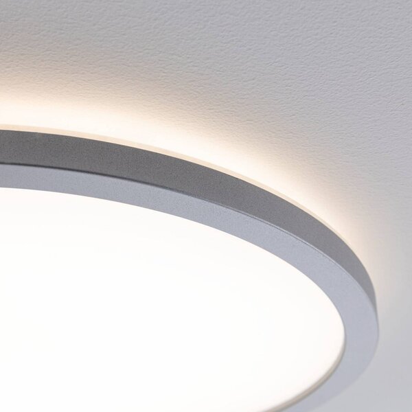 Paulmann LED panel Atria Shine, chrom, Ø 29 cm, 3000 K, zap/vyp, IP20, Hliník / šedá / zinek, Obývací pokoj / jídelna, Plast, Moderní